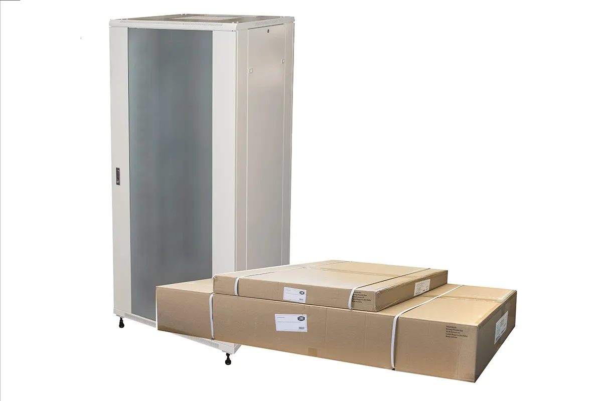 Armadio Rack 19 42U (A)2055 (L)800 (P)800 Colore Grigio Porta Vetro Disassemblato Con Guidacavi Laterale - immagine 1