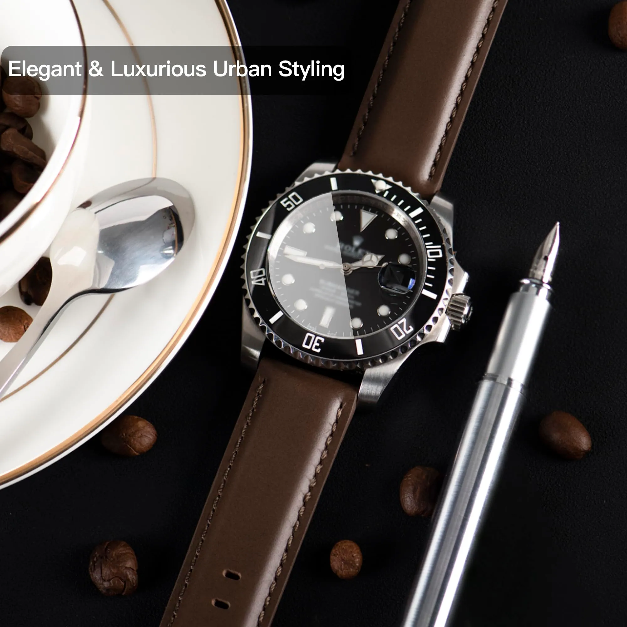 OTTOODY Cinturini Orologio in Pelle a Sgancio Rapido 18mm 19mm 20mm 21mm 22mm, Eleganti Cinturini per Orologi in Pelle a Grana Superiore Cinturino di Ricambio per Uomini Donne, Orologio e Smartwatch - immagine 7