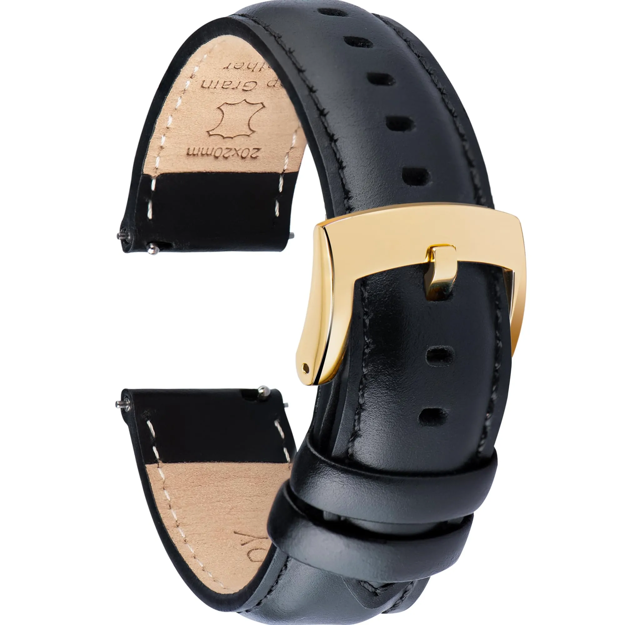 OTTOODY Cinturini Orologio in Pelle a Sgancio Rapido 18mm 19mm 20mm 21mm 22mm, Eleganti Cinturini per Orologi in Pelle a Grana Superiore Cinturino di Ricambio per Uomini Donne, Orologio e Smartwatch - immagine 1
