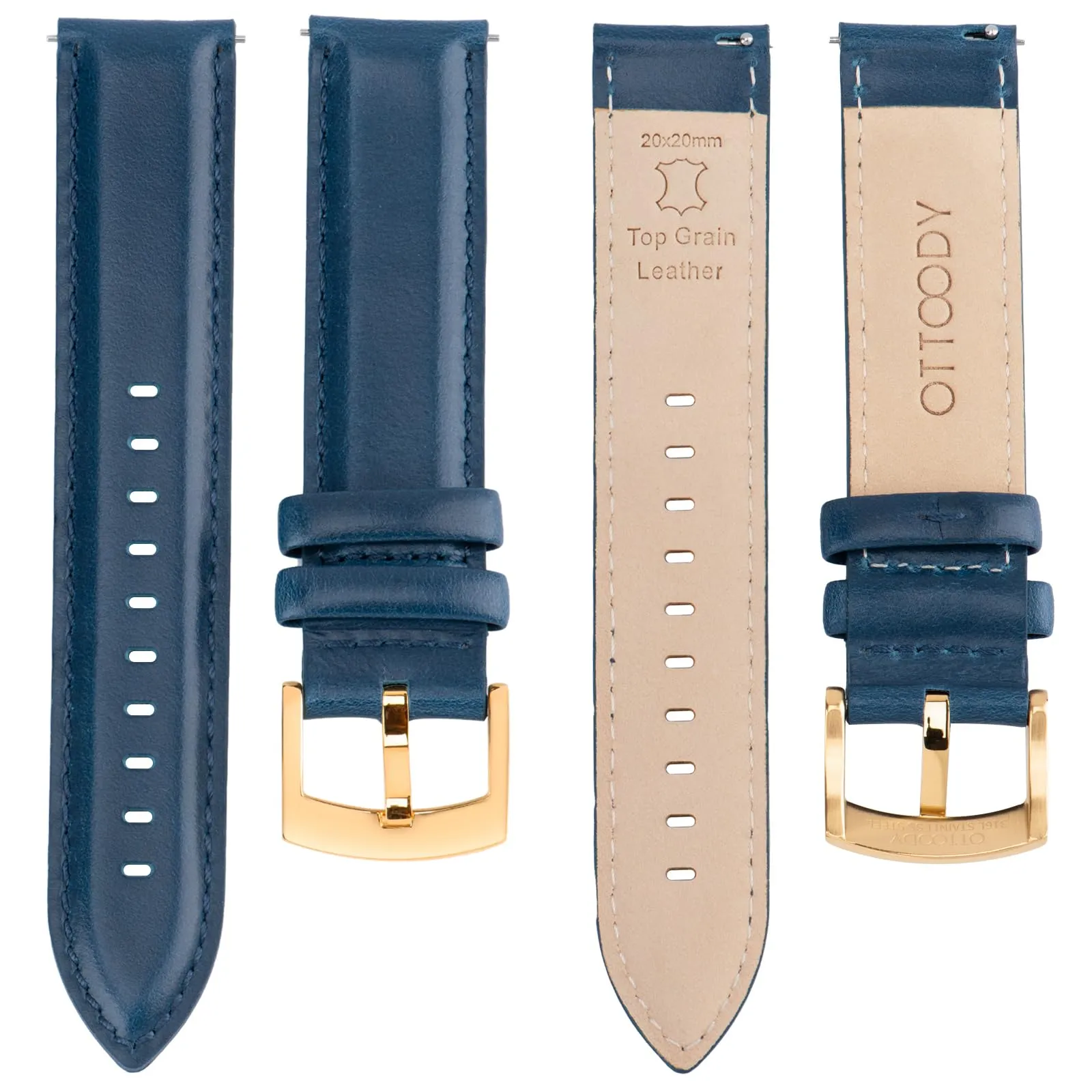 OTTOODY Cinturini Orologio in Pelle a Sgancio Rapido 18mm 19mm 20mm 21mm 22mm, Eleganti Cinturini per Orologi in Pelle a Grana Superiore Cinturino di Ricambio per Uomini Donne, Orologio e Smartwatch - immagine 3