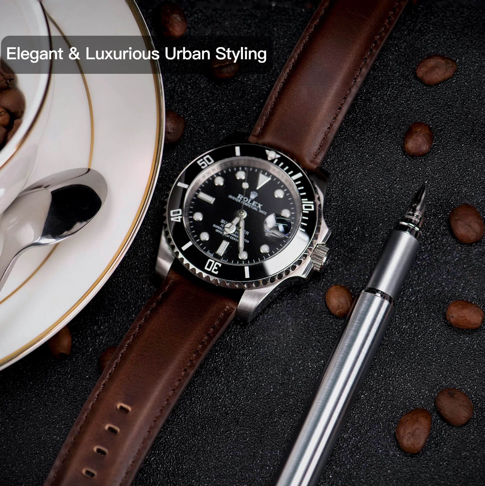 OTTOODY Cinturini Orologio in Pelle a Sgancio Rapido 18mm 19mm 20mm 21mm 22mm, Eleganti Cinturini per Orologi in Pelle a Grana Superiore Cinturino di Ricambio per Uomini Donne, Orologio e Smartwatch - immagine 6