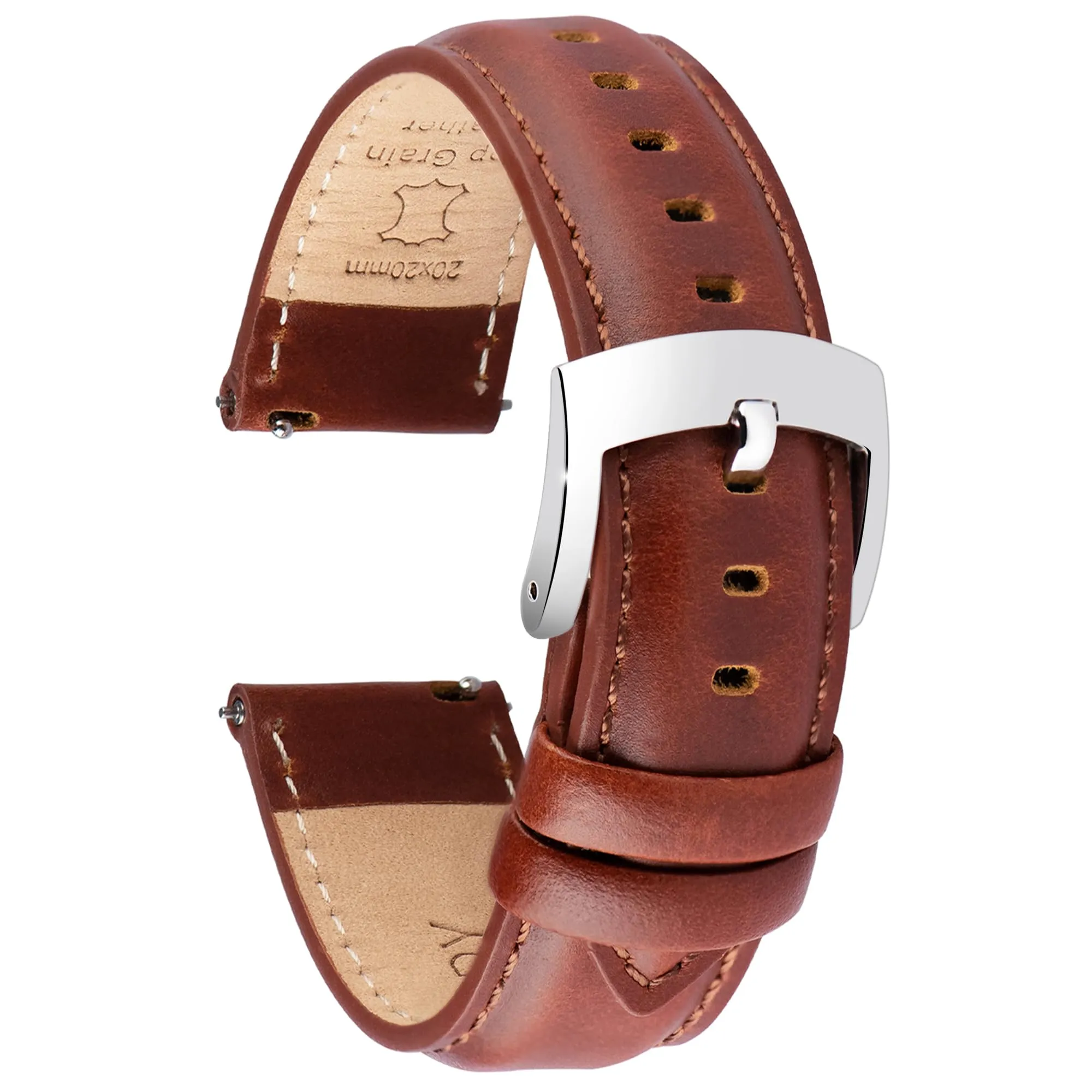 OTTOODY Cinturini Orologio in Pelle a Sgancio Rapido 18mm 19mm 20mm 21mm 22mm, Eleganti Cinturini per Orologi in Pelle a Grana Superiore Cinturino di Ricambio per Uomini Donne, Orologio e Smartwatch - immagine 1