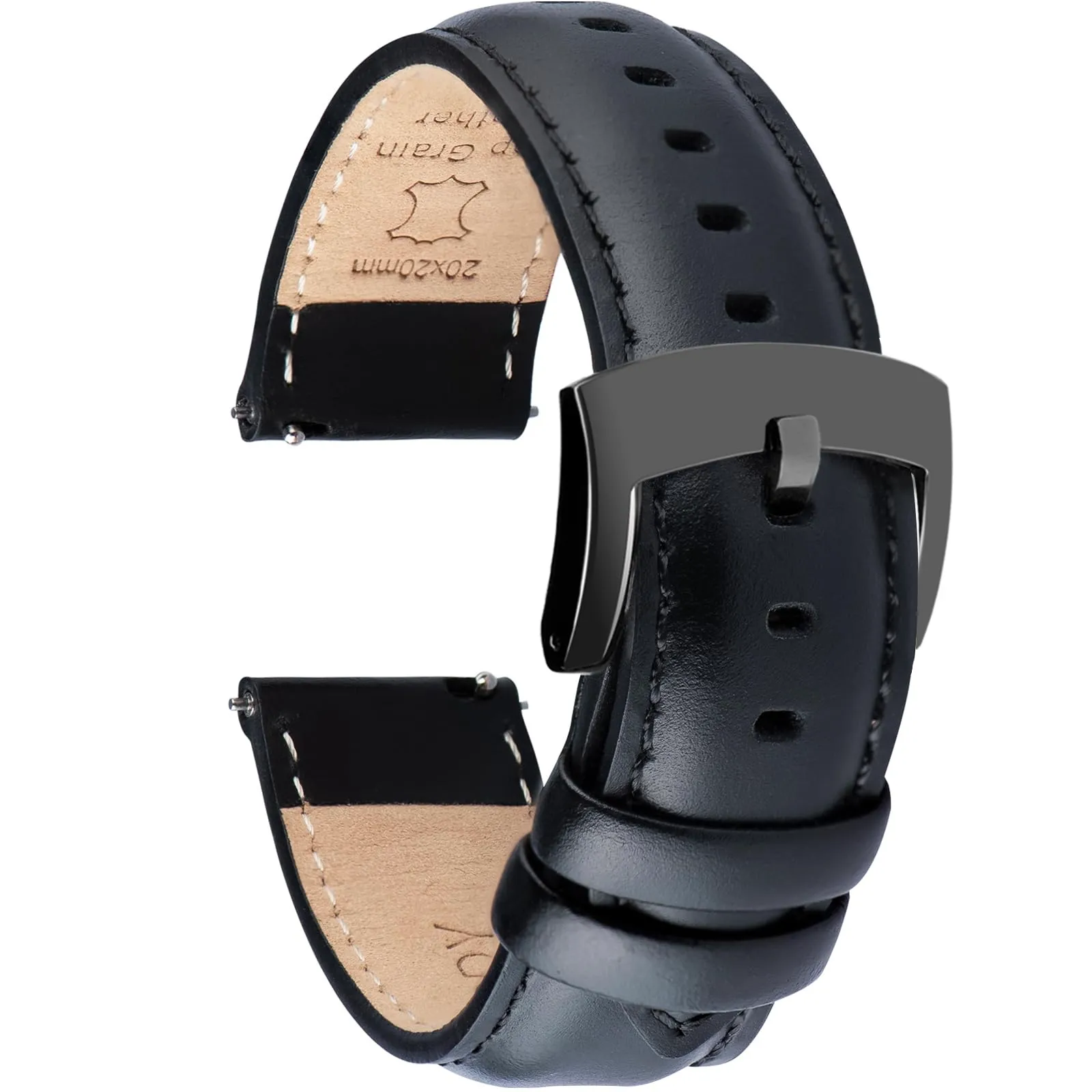 OTTOODY Cinturini Orologio in Pelle a Sgancio Rapido 18mm 19mm 20mm 21mm 22mm, Eleganti Cinturini per Orologi in Pelle a Grana Superiore Cinturino di Ricambio per Uomini Donne, Orologio e Smartwatch - immagine 1