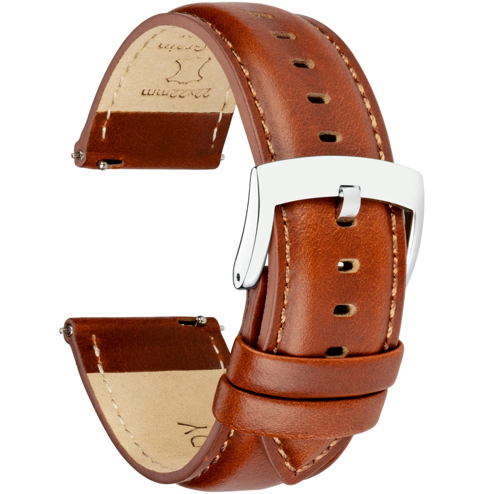 OTTOODY Cinturini Orologio in Pelle a Sgancio Rapido 18mm 19mm 20mm 21mm 22mm, Eleganti Cinturini per Orologi in Pelle a Grana Superiore Cinturino di Ricambio per Uomini Donne, Orologio e Smartwatch - immagine 1