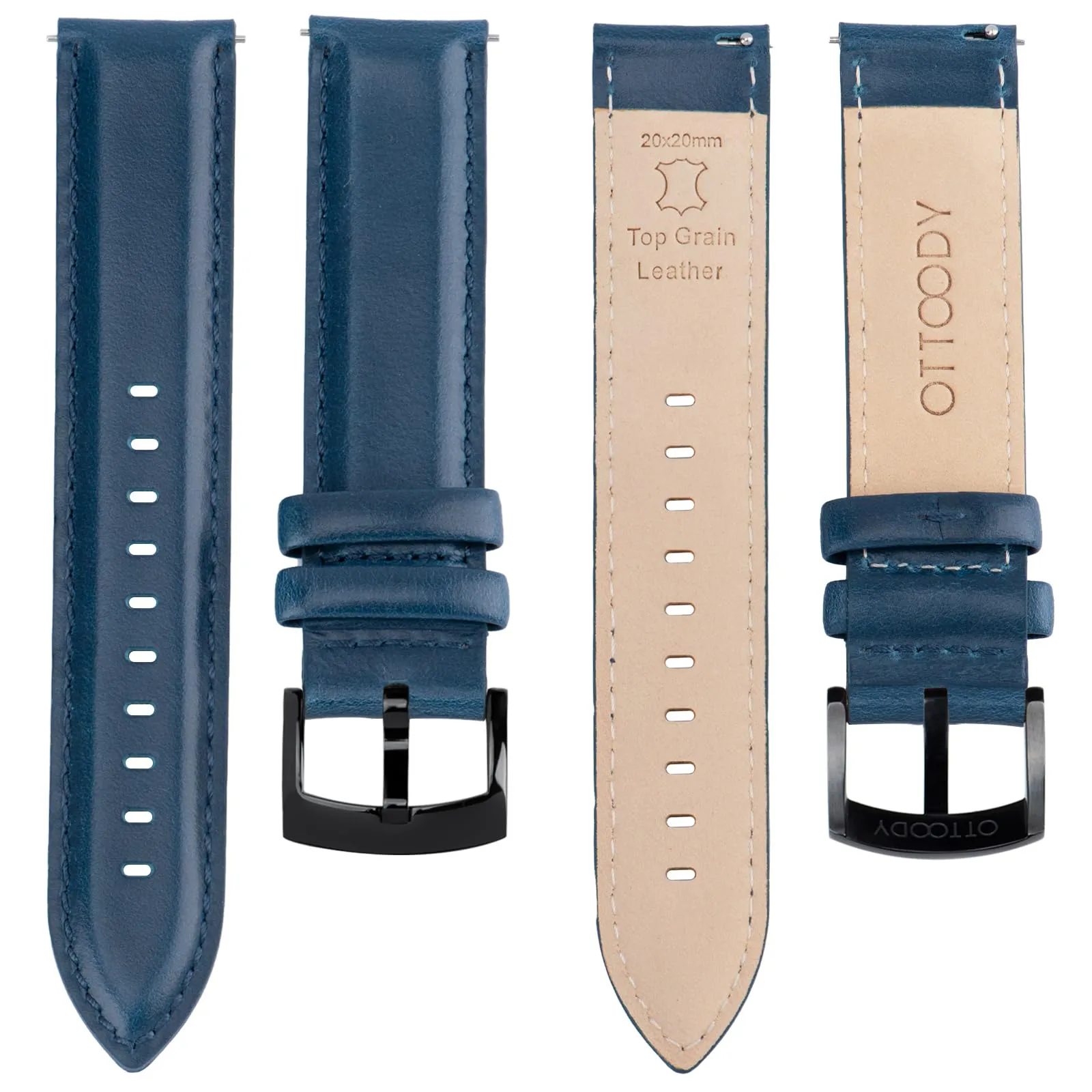 OTTOODY Cinturini Orologio in Pelle a Sgancio Rapido 18mm 19mm 20mm 21mm 22mm, Eleganti Cinturini per Orologi in Pelle a Grana Superiore Cinturino di Ricambio per Uomini Donne, Orologio e Smartwatch - immagine 3