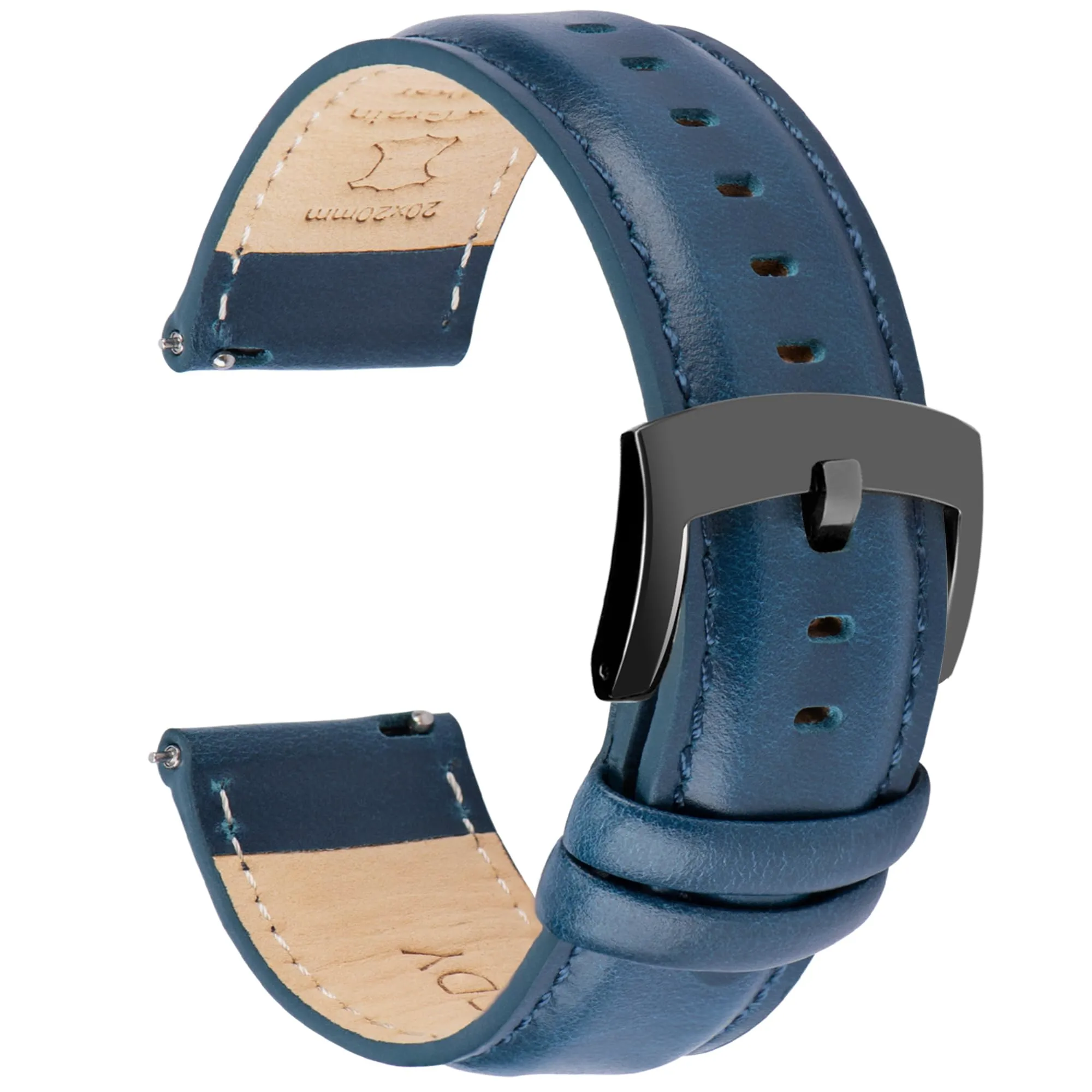 OTTOODY Cinturini Orologio in Pelle a Sgancio Rapido 18mm 19mm 20mm 21mm 22mm, Eleganti Cinturini per Orologi in Pelle a Grana Superiore Cinturino di Ricambio per Uomini Donne, Orologio e Smartwatch - immagine 1