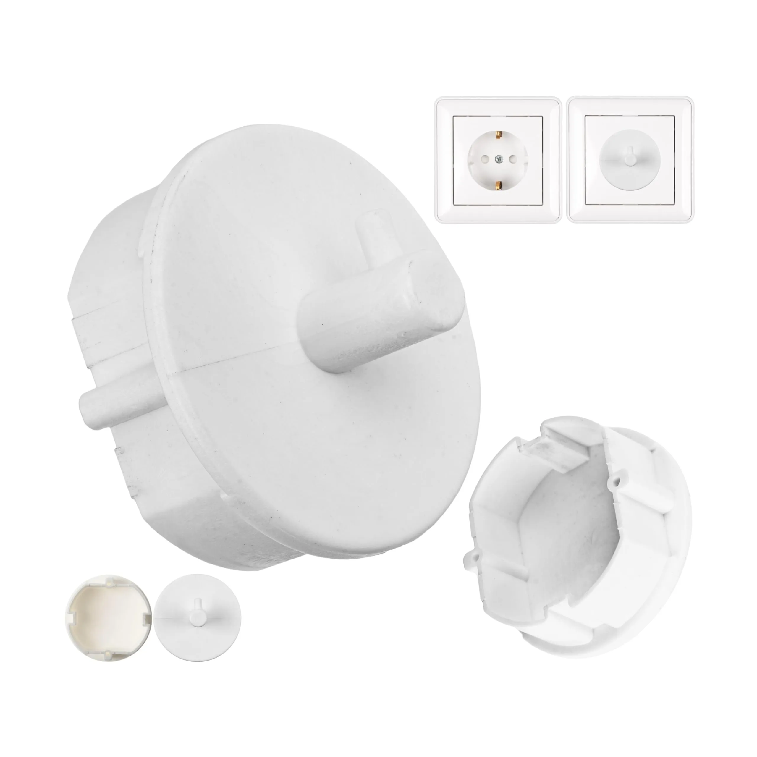 Coperchio per presa di corrente con gancio, 4 pezzi, in bianco, protezione della presa di corrente da polvere, spruzzi d'acqua, sporco, per presa SchuKo tipo F - immagine 1