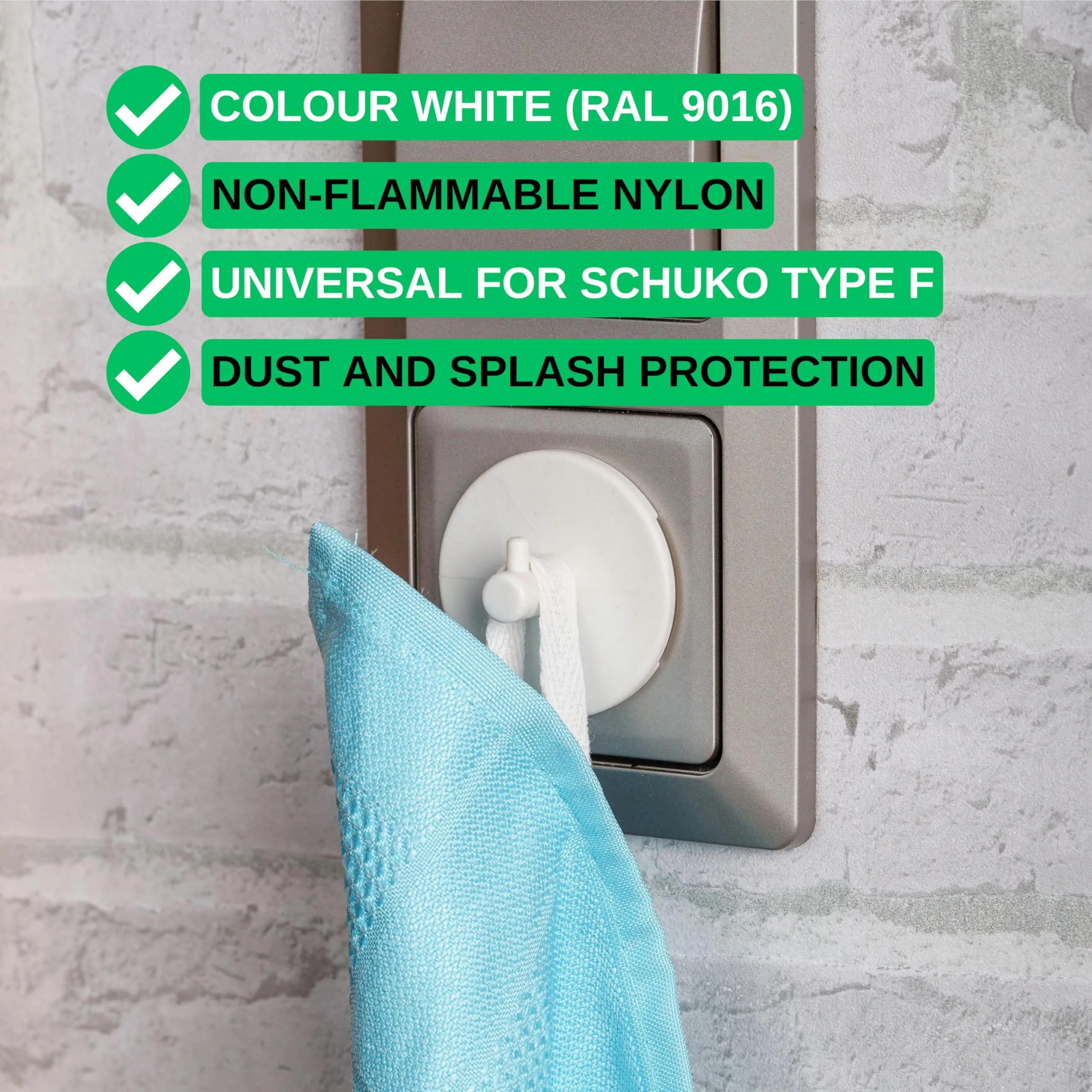 Coperchio per presa di corrente con gancio, 4 pezzi, in bianco, protezione della presa di corrente da polvere, spruzzi d'acqua, sporco, per presa SchuKo tipo F - immagine 2
