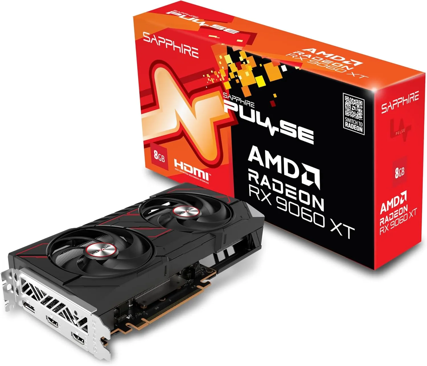 Sapphire Vga Radeon Rx 9060 Xt, Pulse Amd 9060 Xt Gaming Oc, 8GB Dual Hdmi / Dp Lite 11350-05-20G - immagine 1