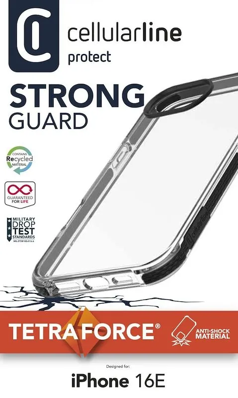 Cellularline Custodia iPhone 16e Tetra Force Strong Guard Trasparente - immagine 1