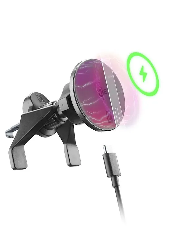 CellularLine Supporto auto magnetico Mag Qi2 Wireless Holder Nero - immagine 1