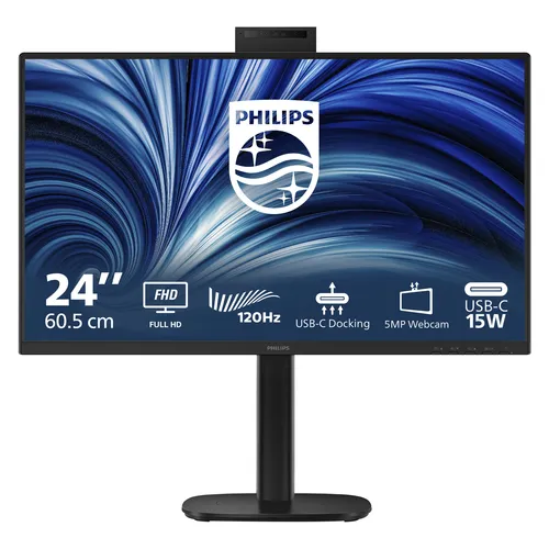 Philips Monitor 23,8 LED Ips FHD 16:9 4MS 300 Cdm 120hz, Pivot, Webcam, Usb-C Dock, DP/Hdmi, Multime 24b2u3301h - immagine 1