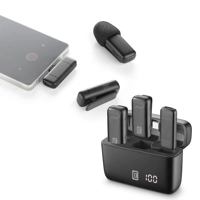 Cellularline Talk Pro Kit di due microfoni e un ricevitore Nero - immagine 1