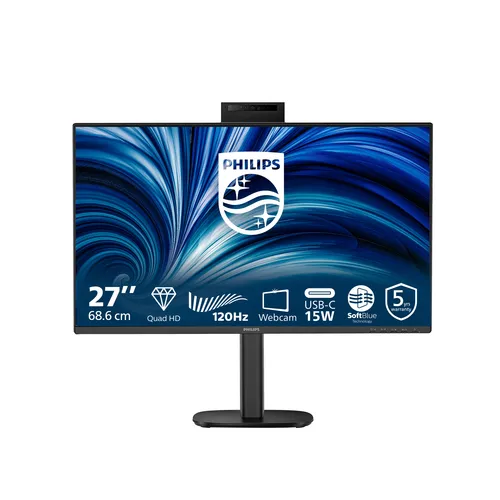 Philips Monitor 27 LED Ips QHD 16:9 4MS 350 Cdm, Pivot, Usb-C, Webcam, DP/Hdmi, Multimediale 27b2n3500jh - immagine 1