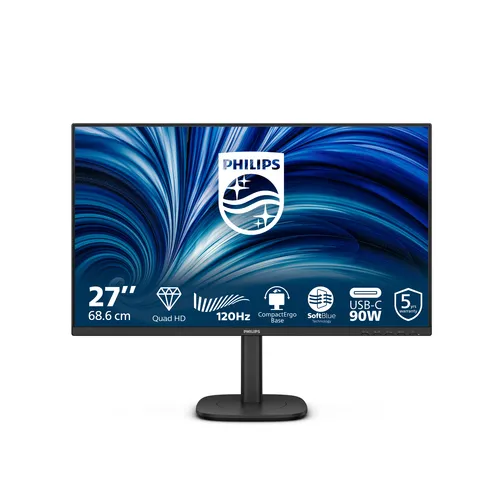 Philips Monitor 27 LED Ips QHD 16:9 4MS 350 Cdm 120hz, Pivot, VGA/DP/Hdmi, Usb-C, Multimediale 27b2u3601 - immagine 1