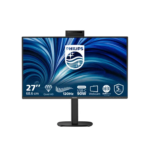 Philips Monitor 27 LED Ips QHD 16:9 4MS 350 Cdm, Pivot, Usb-C Hub, Webcam, DP/Hdmi, Multimediale 27b2u3601h - immagine 1