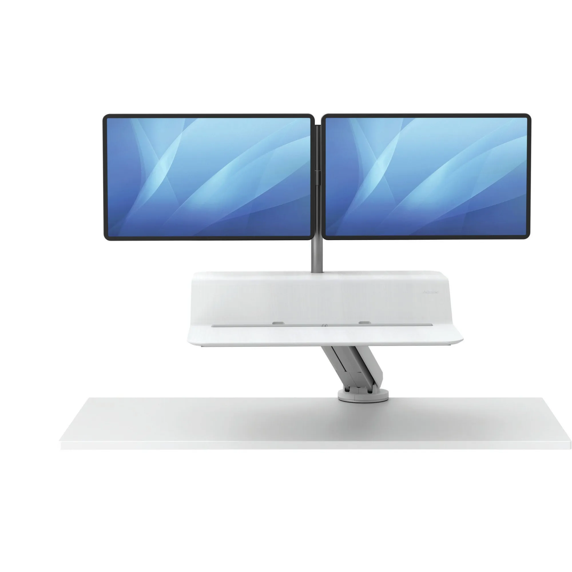 Fellowes Postazione Sit-Stand Lotus RT Doppia - Ampia Superficie - Include Braccio per Monitor - Robusto Piano in Legno - Colore Bianco - immagine 1
