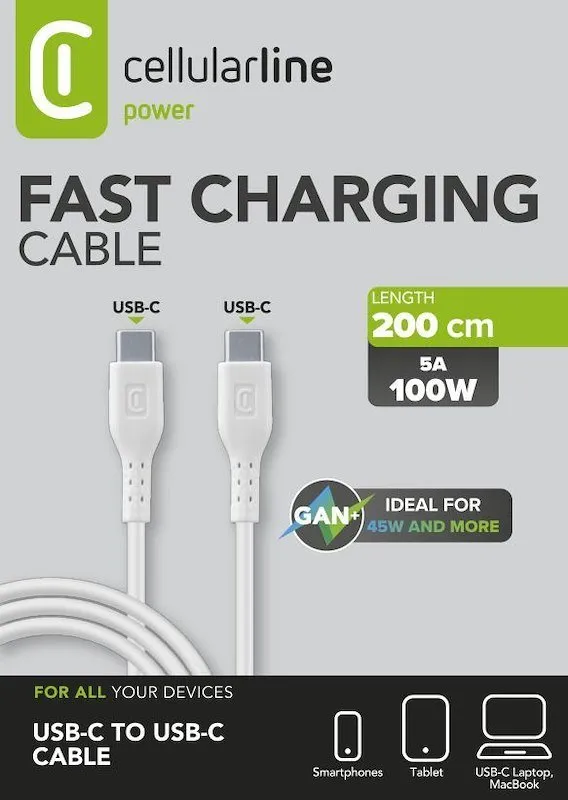 Cellularline USB-C Cable 5A 100W - 200 cm - immagine 1