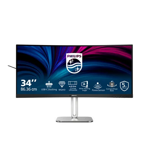 Philips Monitor Curvo 34 LED Va WQHD 21:9 4MS 120hz 350 Cdm, Reg Altezza, DP/Hdmi, Usb-C, Multimedia 34b2u5600c/00 - immagine 1