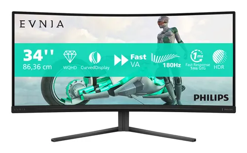 Philips Monitor Gaming Curvo 34 W-Led Fast Va 21:9 WQHD 0,5MS 180hz 300 Cdm, Adobe Rgb 90, DP/Hdmi 34m2c3500l/00 - immagine 1