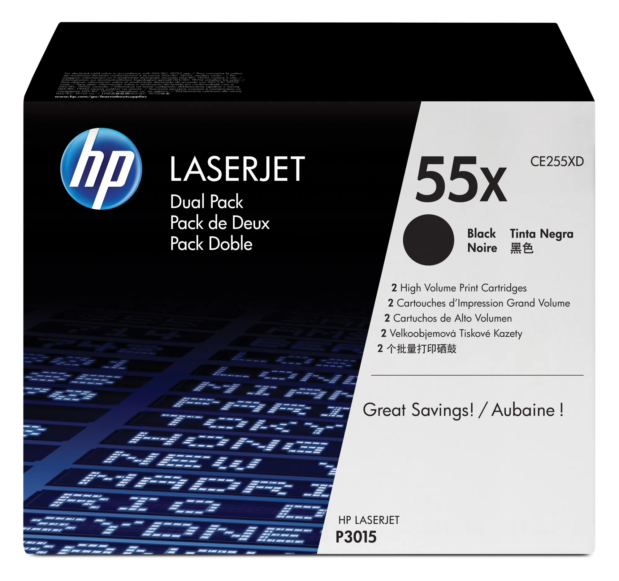 ORIGINALE HP Multipack nero CE255XD 55X Pacco doppio - immagine 1