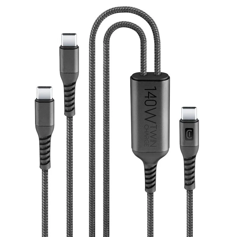 Cellularline Cavo di ricarica doppio da USB-C a USB-C - immagine 1