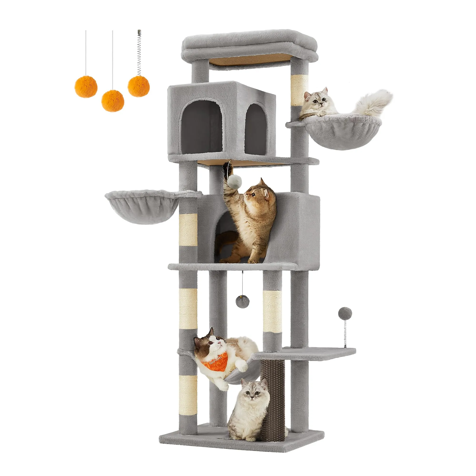 Feandrea Albero per Gatti, Torre Tiragraffi Alto 174 cm, Multilivelli - immagine 1