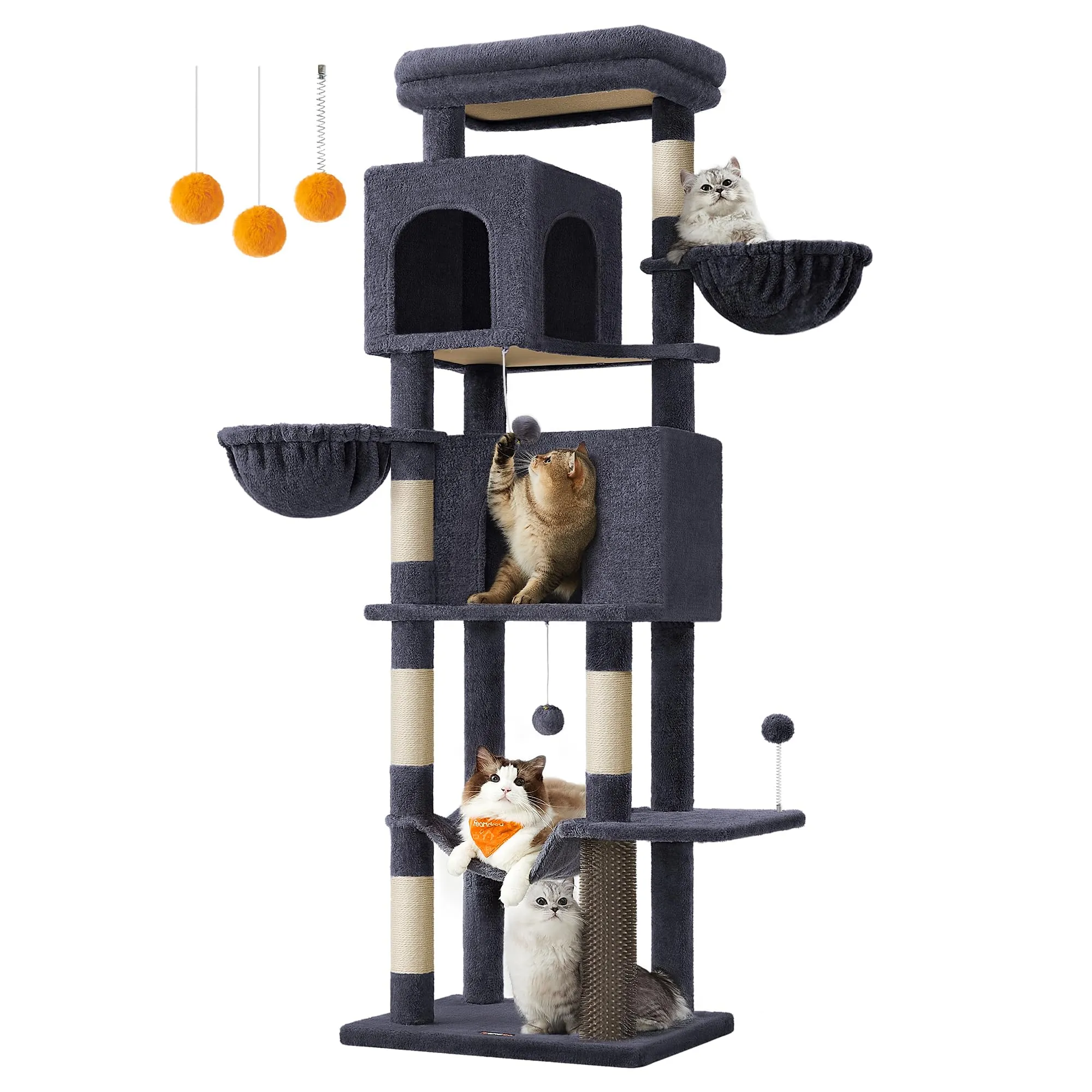 Feandrea Albero per Gatti, Torre Tiragraffi Alto 174 cm, Multilivelli - immagine 1