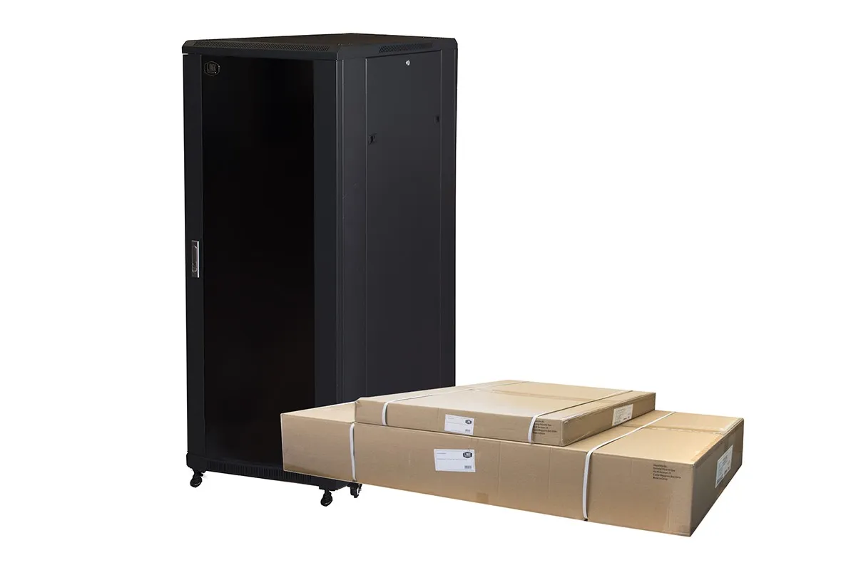 Armadio Rack 19 Per Reti 32U (A)1610 (L)600 (P)800 Colore Nero Porta Vetro Disassemblato - immagine 1