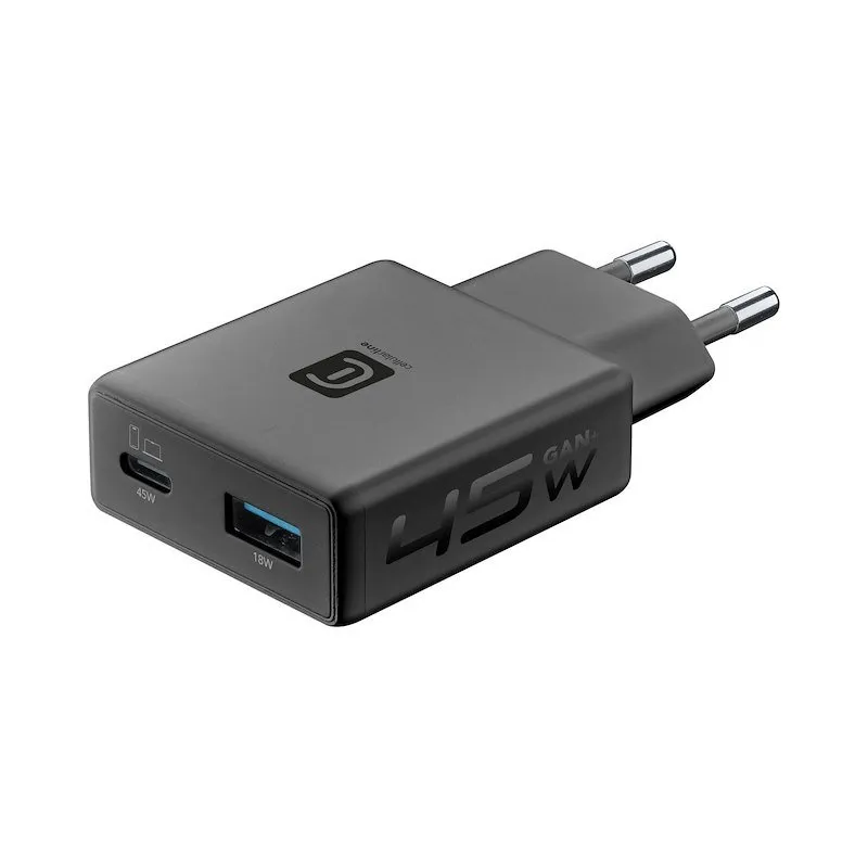 Cellularline Caricatore Dual USB A +C 45W Nero - immagine 1