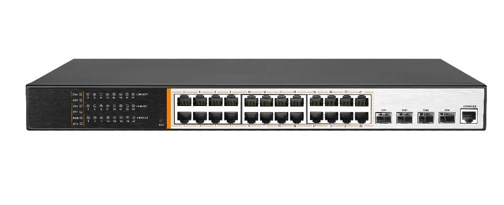 Switch Di Rete 24 Porte Poe 400 Watt + 4 Porte Sfp 10 Gigabit E Una Porta Console Layer 3 - immagine 1