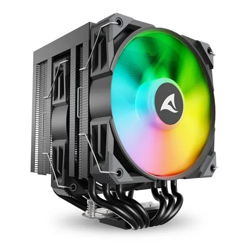 Sharkoon Dissipatore Ad Aria 1X 120mm Argb Pwm Fan, 1X 120mm 6X Copper Pipes, Direct Touch, A60 Rgb Black - immagine 1