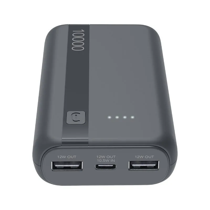 Cellularline Power Bank Tripla Porta USB-C/USB-A Essential 10.000 mAh Grigio - immagine 1