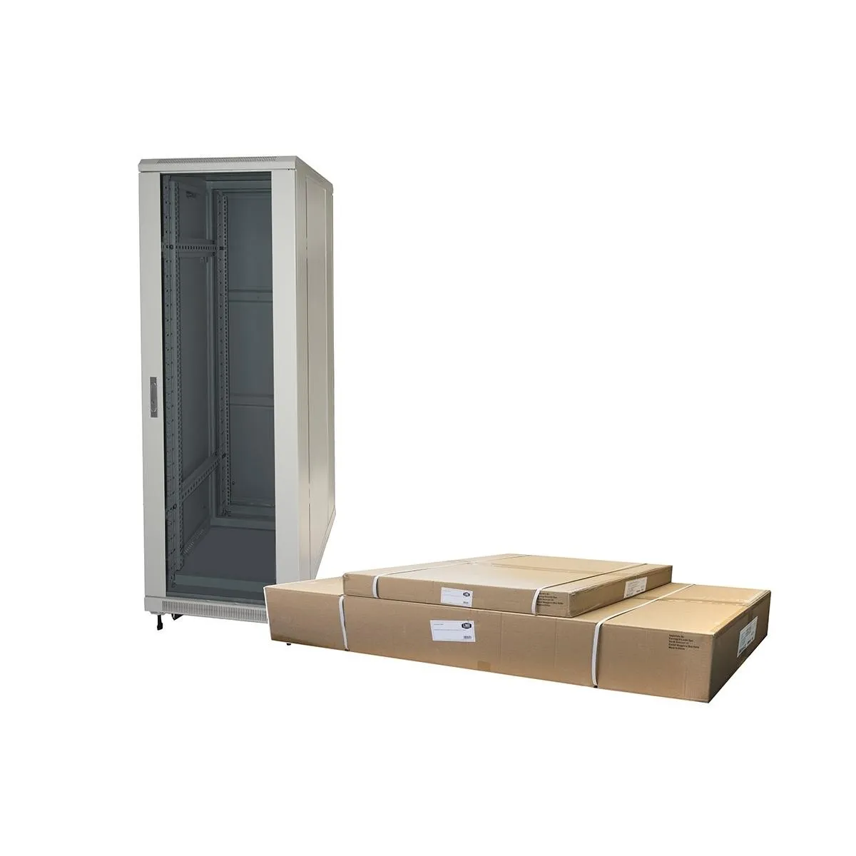 Armadio Rack 19 42U (A)2055 (L)600 (P)600 Colore Grigio Disassemblato Porta Vetro - immagine 1