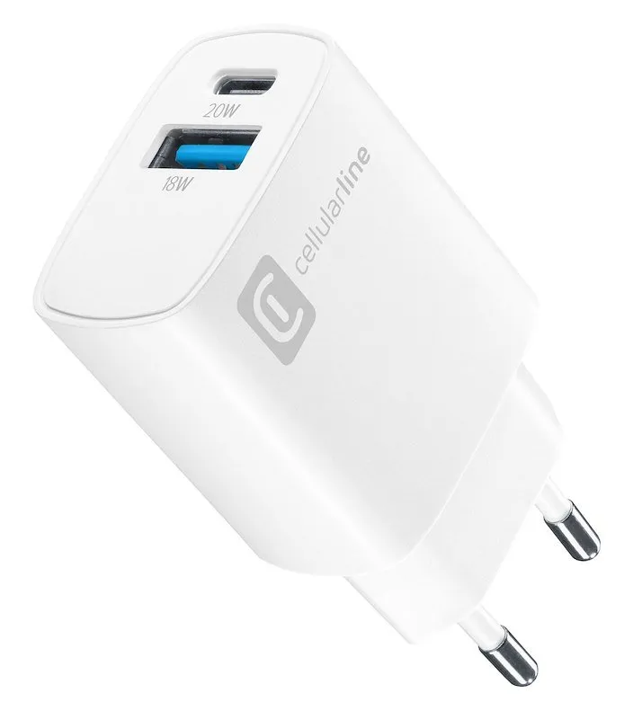 Cellularline Alimentatore 2 porte Usb-c/Usb-a 20W Micropack Bianco - immagine 1