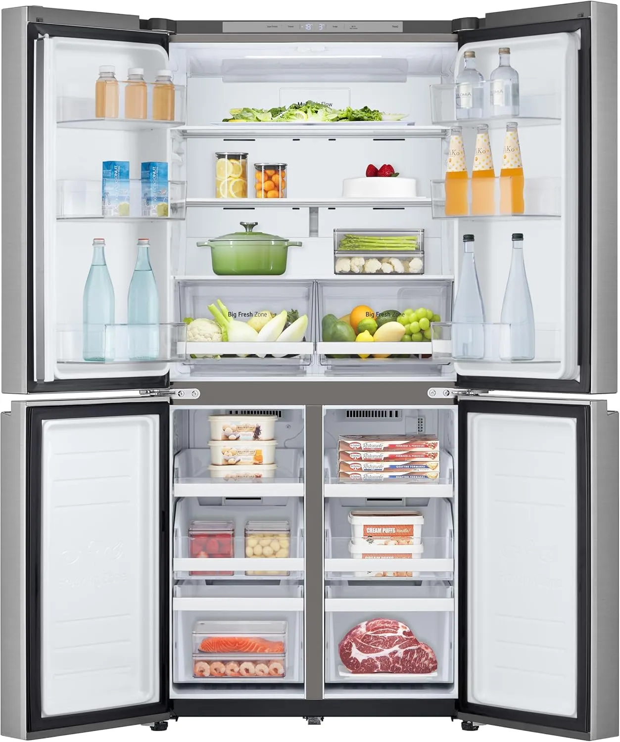 LG GMB860PYDE Frigorifero Multidoor Slim, Frigorifero 4 Porte Classe E, 530L, Wi-Fi, Linear Cooling, Smart Diagnosis, Compressore Smart Inverter, Total No Frost, Design porte piatte, Prime Silver - immagine 9