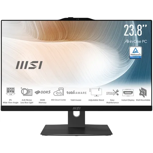 Msi PC Aio 23,8" Black Intel Core 3 100u 8GB 256gb SSD Win 11 Pro 9S6-Ae0721-1225 - immagine 1