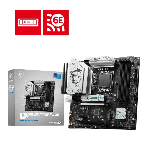 Msi Mb B760, B760m Gaming Plus, Lga1700,4ddr5,2pci-Ex16,1pci-EX1,2M.2,4sata3,2usb3.2 Gen2,7US B760m Gam Plus WI - immagine 1