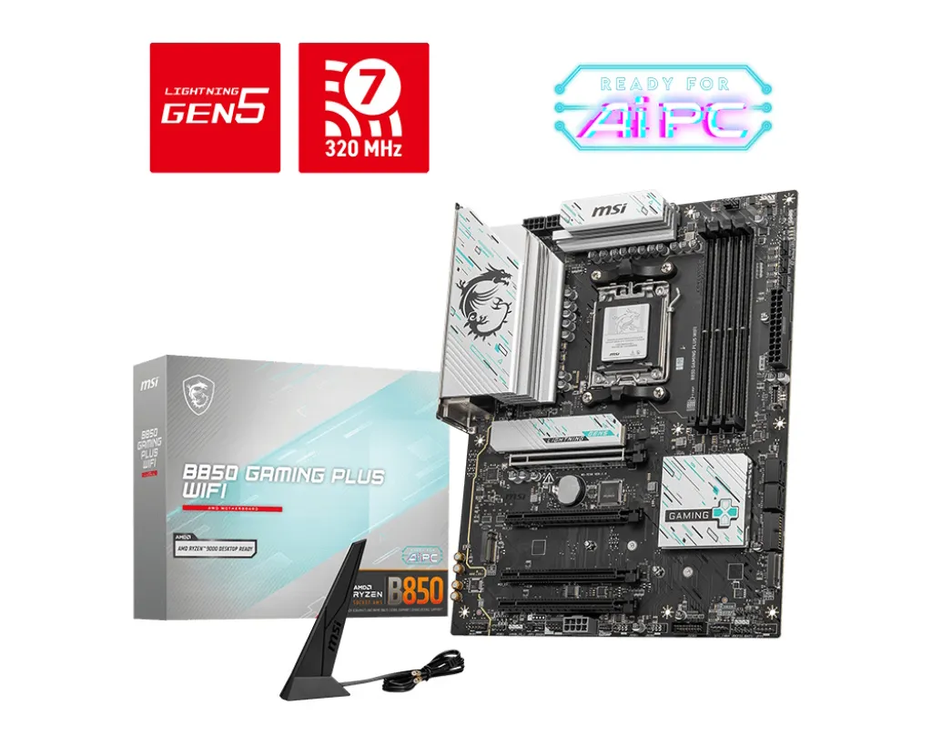 Msi Mb Amd B850, B850 Gaming Plus Wifi, Atx, AM5, Ddr5, 1pci-Ex16, 1pci-EX4, 2pci-EX1, 4sata3 B850 Wifi - immagine 1