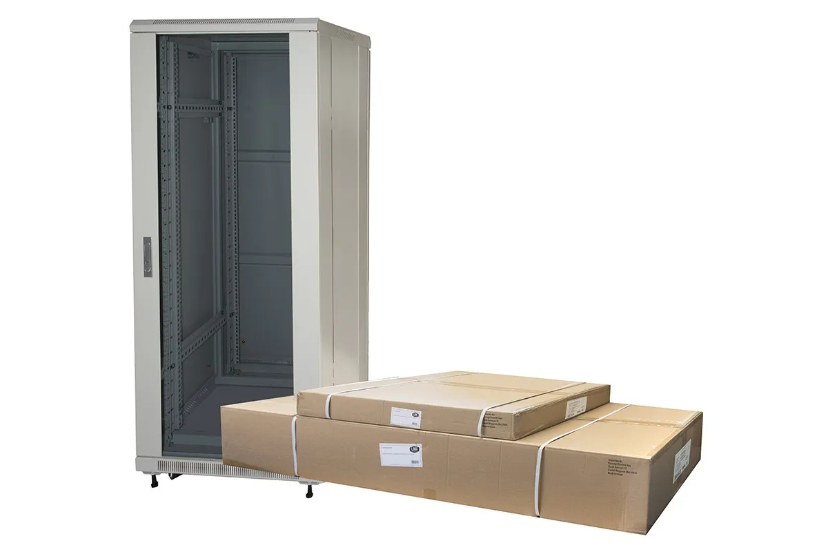 Armadio Rack 19 27U (A)1388 (L)600 (P)1000 Colore Grigio Porta Vetro Disassemblato - immagine 1