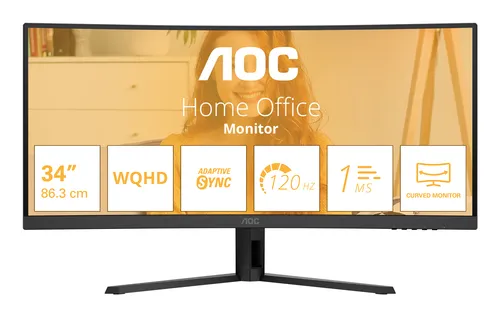 Aoc Monitor Curvo 34 LED Va WQHD 21:9 4MS 120hz, DP/Hdmi Cu34b3e - immagine 1