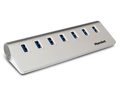 Hamlet - Xusb370ms 7 port usb hub 3.0 5gbps con alimentatore - immagine 1