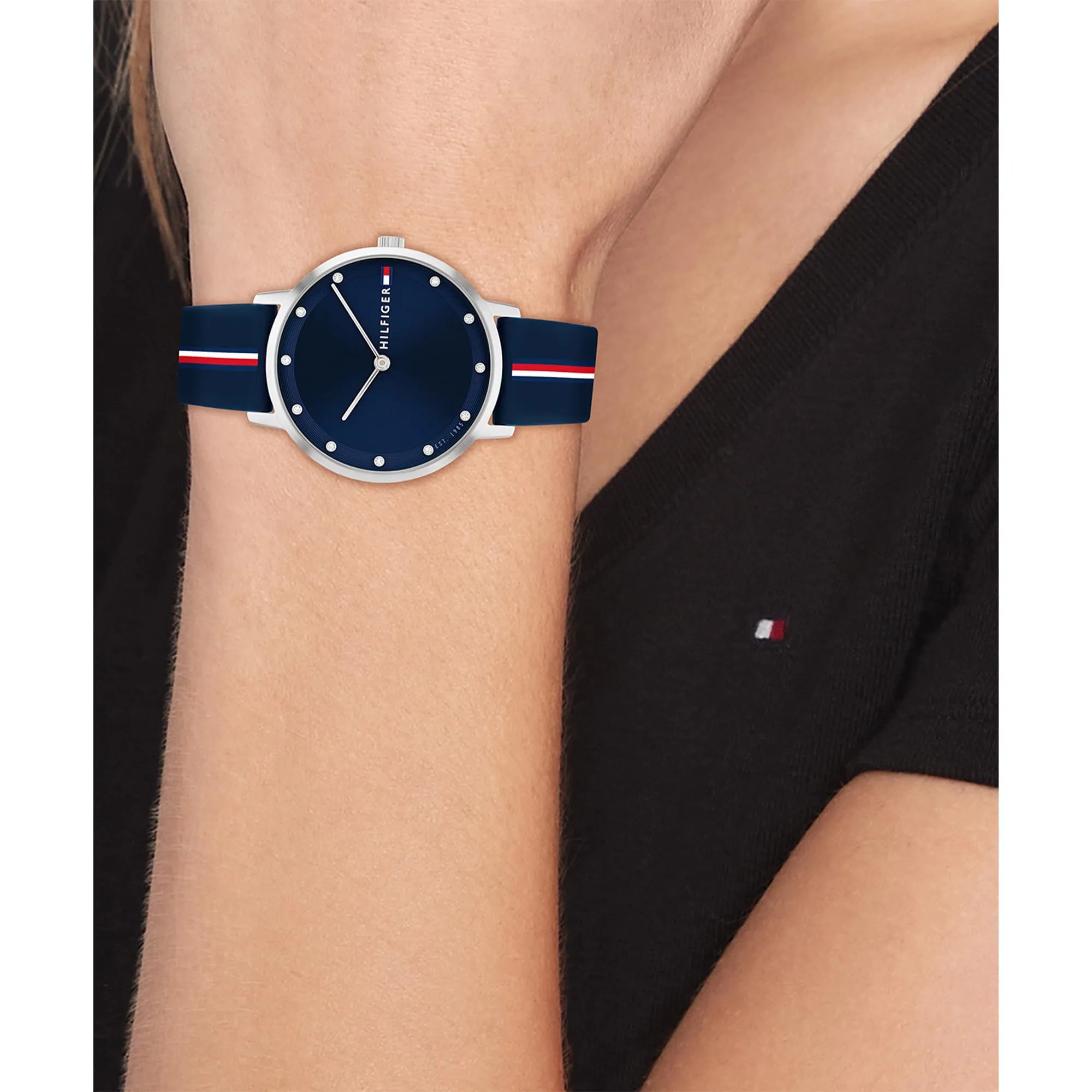 Tommy Hilfiger Orologio Con Movimento Al Quarzo A Due Lancette da Donna con Cinturino in Silicone Blu - 1782736, Blue - immagine 4