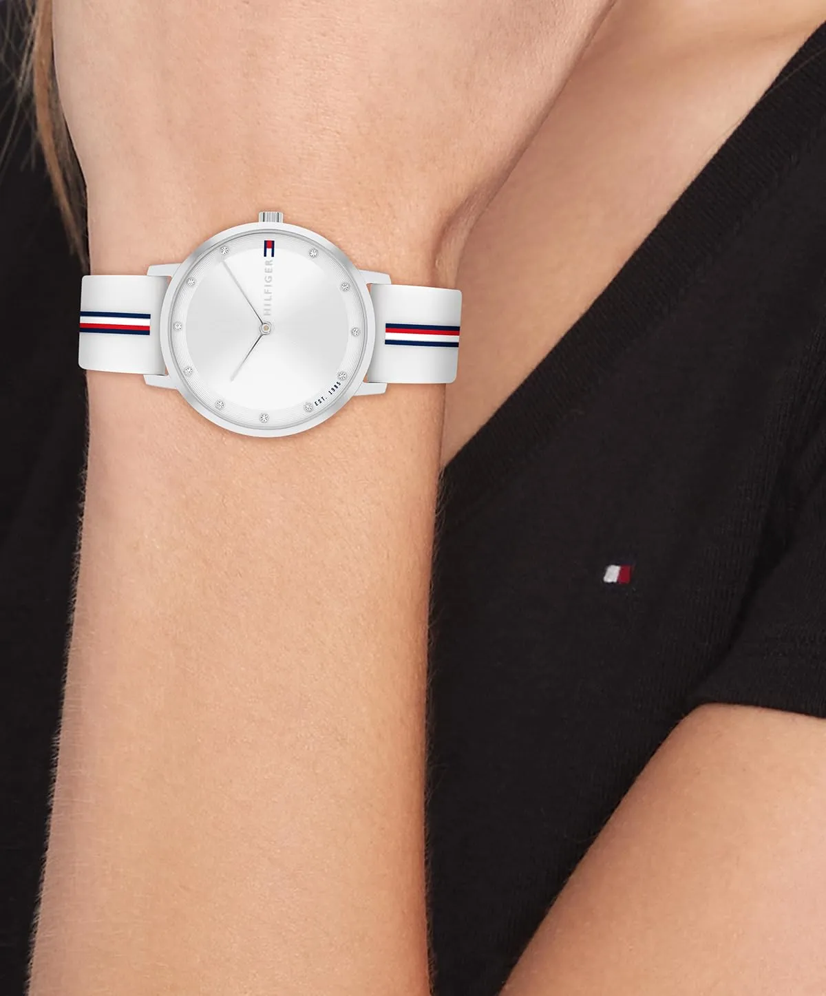 Tommy Hilfiger Orologio Con Movimento Al Quarzo A Due Lancette da Donna con Cinturino in Silicone Bianco - 1782735, White - immagine 4
