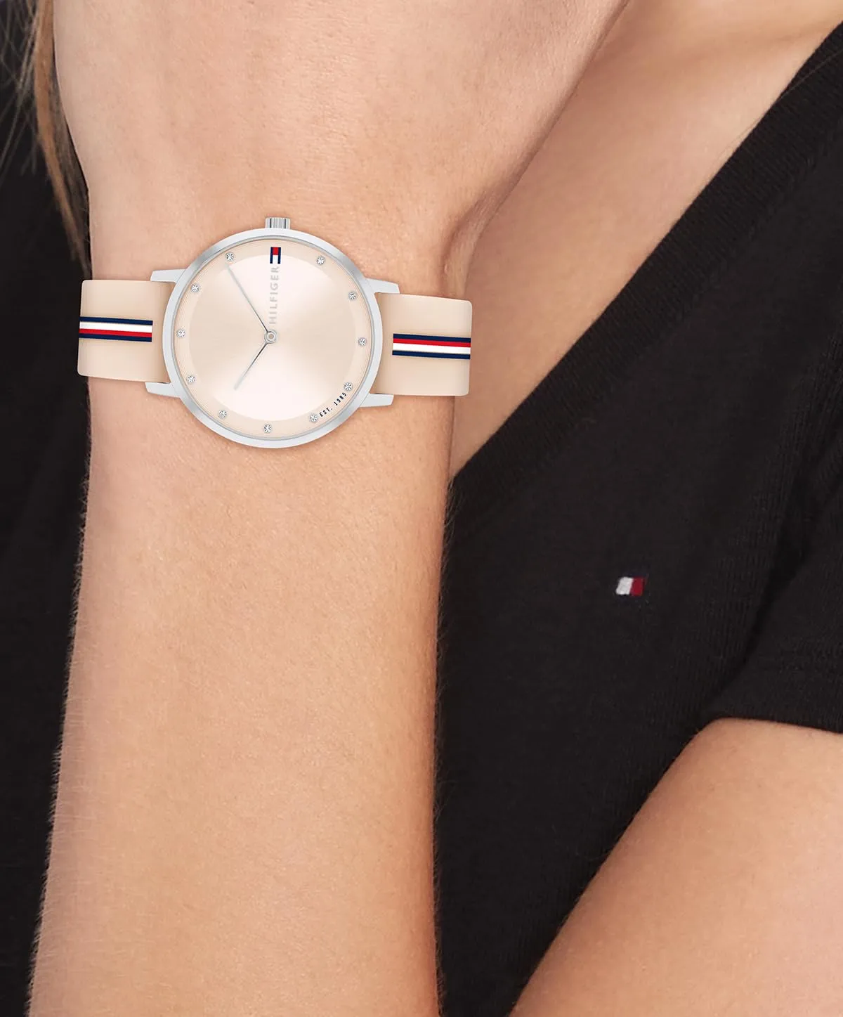 Tommy Hilfiger Orologio Con Movimento Al Quarzo A Due Lancette da Donna con Cinturino in Silicone Rosa - 1782737, Pink - immagine 4