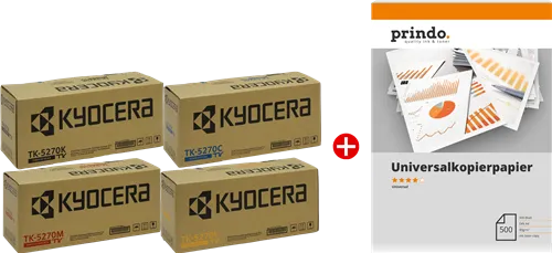 ORIGINALE Kyocera Value Pack nero / ciano / magenta / giallo TK-5270 MCVP 01 + Prindo Universal Papier 500 fogli - immagine 1