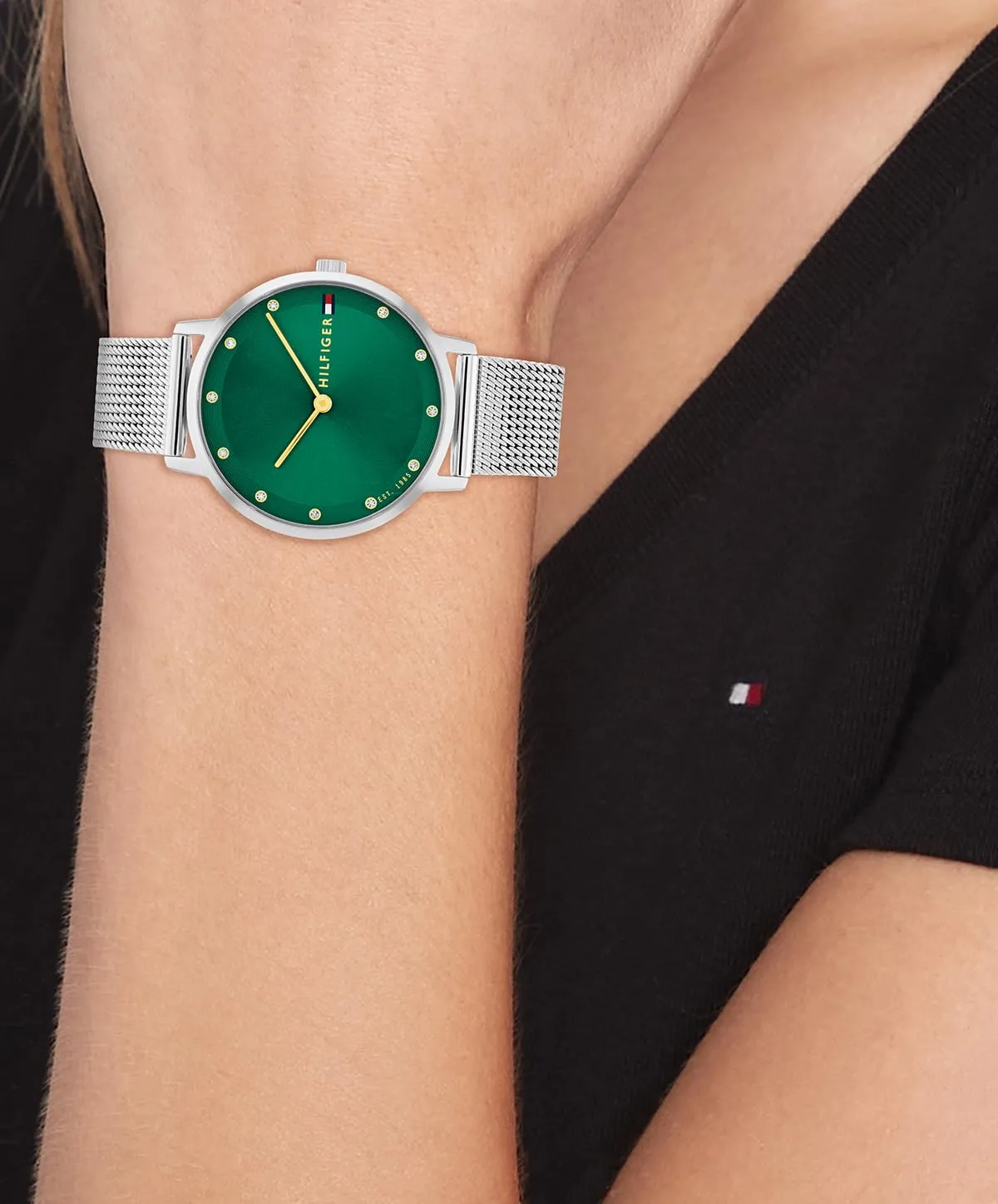 Tommy Hilfiger Orologio Con Movimento Al Quarzo A Due Lancette da Donna con Cinturino in Maglia Metallica in Acciaio Inossidabile Argentato - 1782762 - immagine 3
