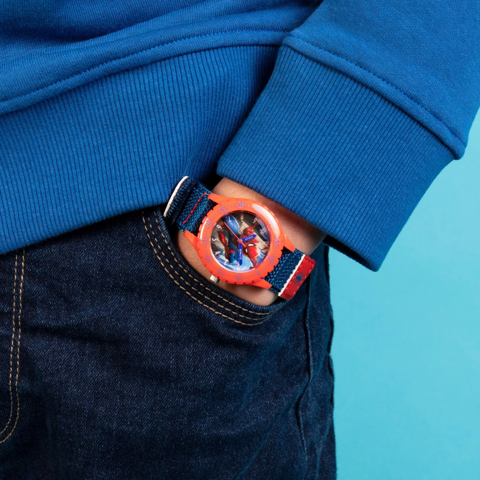 Spiderman Orologio analogico al quarzo per bambini con cinturino in tessuto SPD3495 - immagine 2