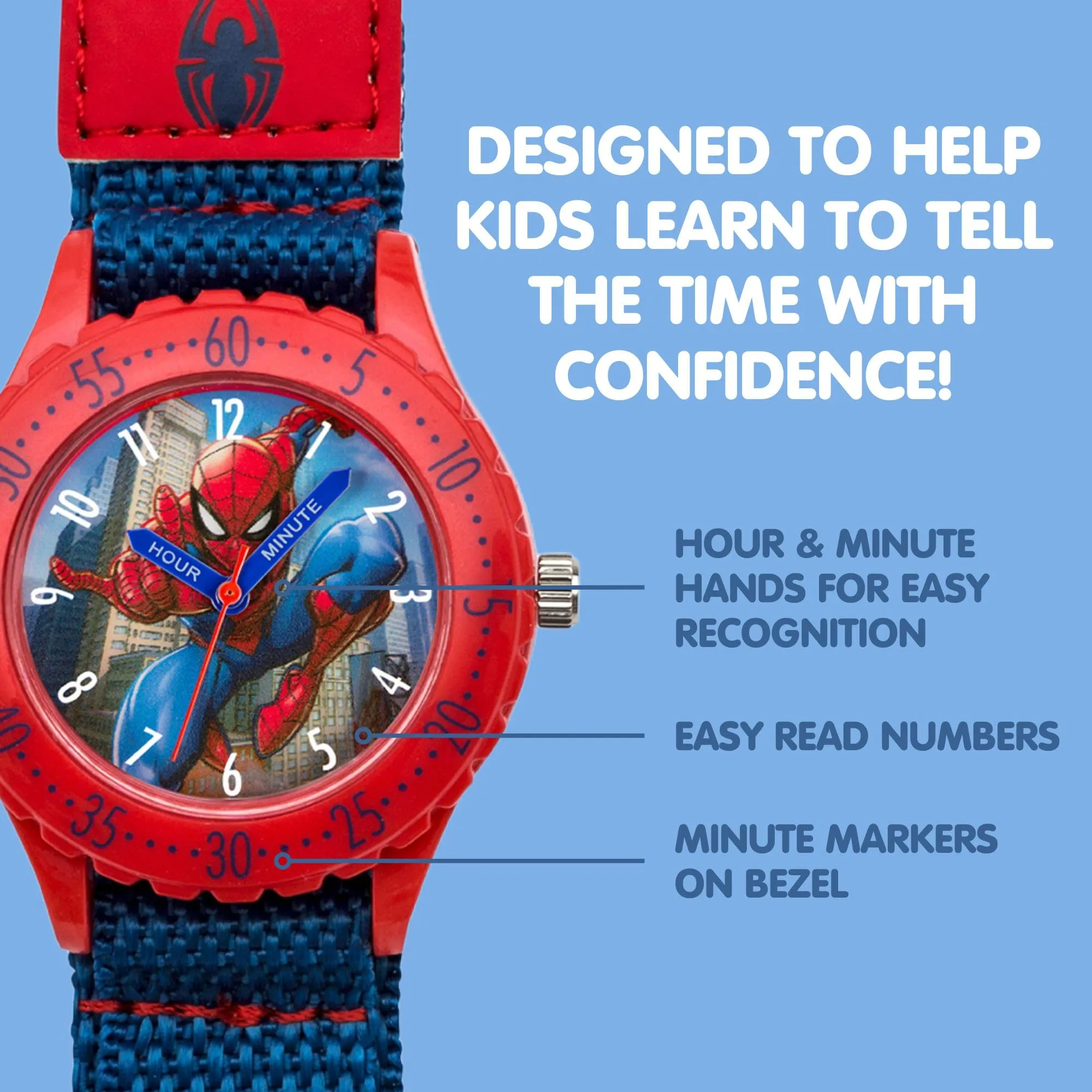 Spiderman Orologio analogico al quarzo per bambini con cinturino in tessuto SPD3495 - immagine 5