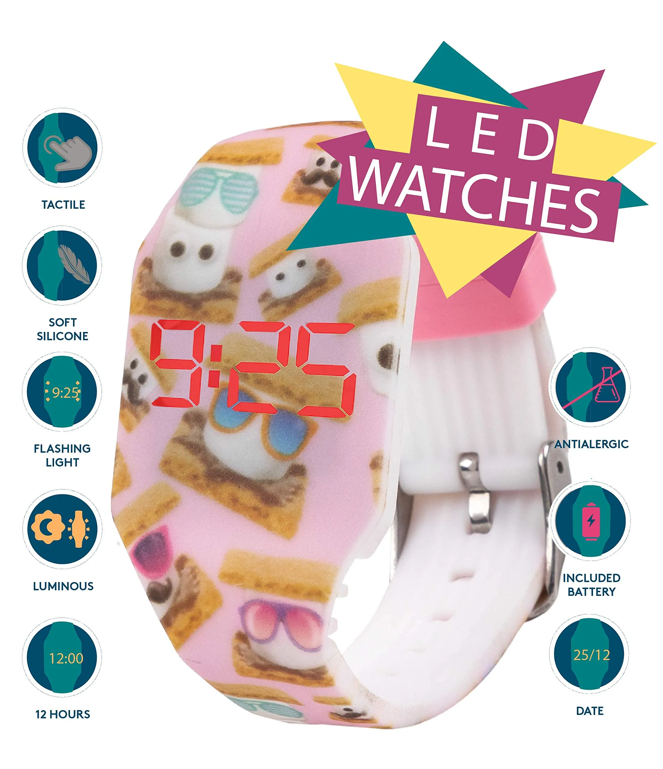 Kiddus Orologio LED Digitale per Bambini: Orologio da Polso in Silicone Morbido per Bambini e Bambine, Batteria Giapponese Sostituibile a Lunga Durata, Leggero - immagine 2